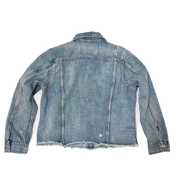 Lucky Brand Raw Hem The Tomboy Trucker Denim Jean Jacket Size Large - Picture 6 of 10